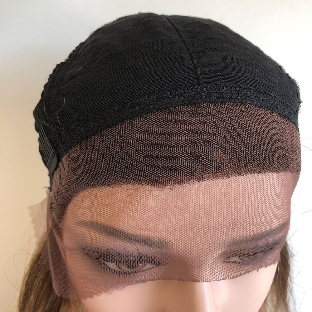 100% Human Hair Blonde Brown Ombre Lace Front Wig - Picture 6 of 7